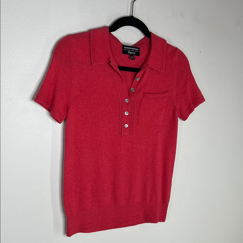 Banana Republic Filpucci Italian Yarn Wool Blend  Polo Style Sweater Top size XS - Picture 4 of 10